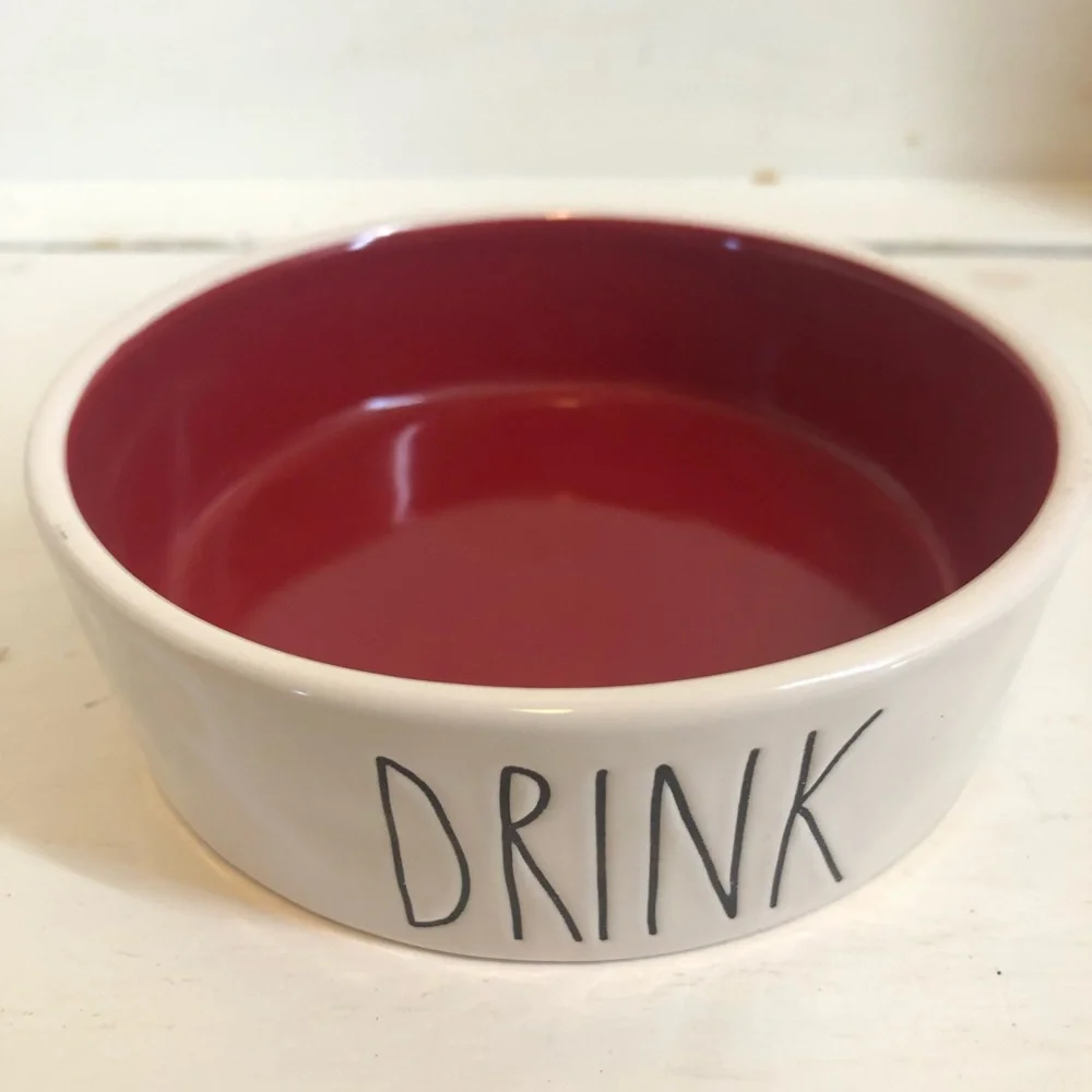 Rae Dunn DRINK By Magenta Dog /Cat Pet Bowl Small Artisan Collection